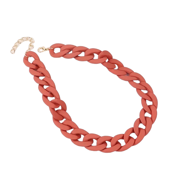 Burnt orange chunky chain necklace