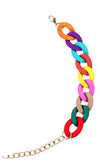 Plain matt multicoloured chunky chain bracelet