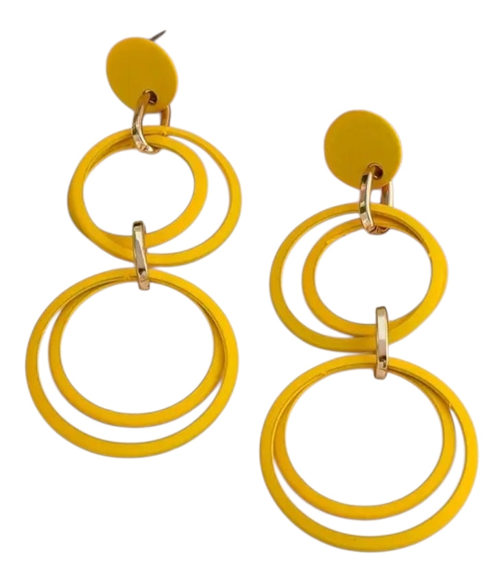 Long circles earrings - Yellow