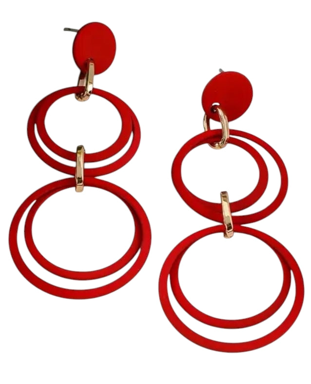 Long circles earrings - Red