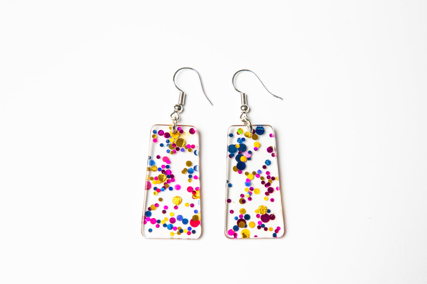Glitter Oblong Earrings - Pink, Blue and Yellow
