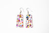 Glitter Oblong Earrings - Pink, Blue and Yellow