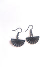 Black rubberised metal fan earrings