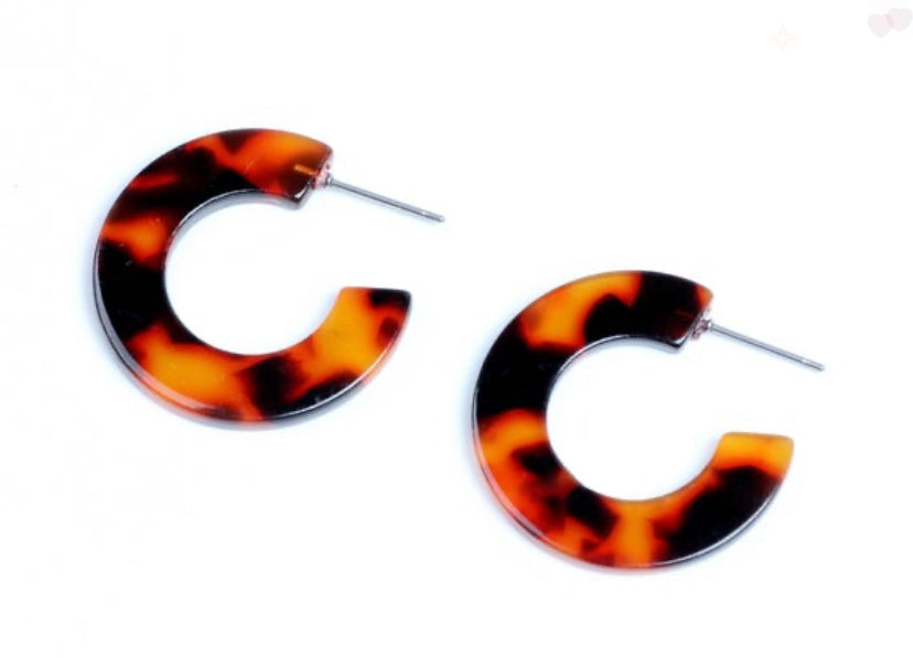 Turtoiseshell thick small hoop acrylic earrings