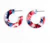 Red/white/blue thick small hoop acrylic earrings