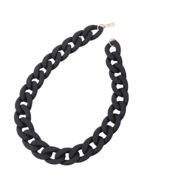 Plain black chunky chain necklace