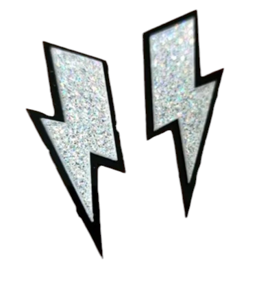 Big bolt studs - Glitter Silver