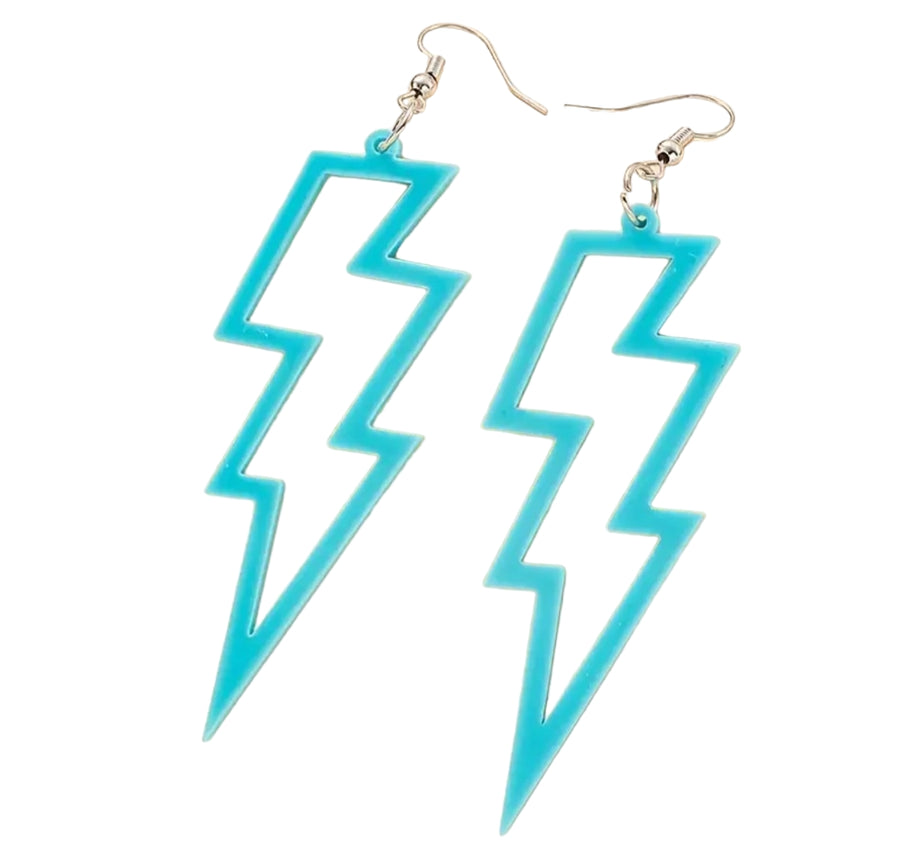 Big bolt cut out earrings - Pale Blue