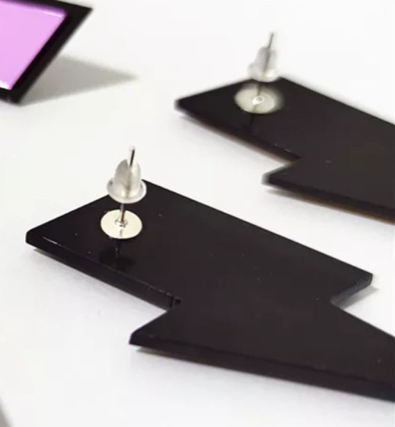 Big bolt studs - Glitter Silver