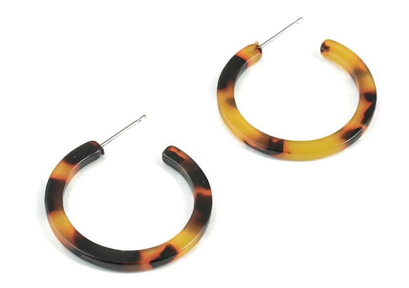 Turtoiseshell thin small hoop acrylic earrings