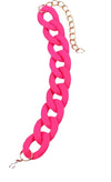 Plain matt neon pink chunky chain bracelet