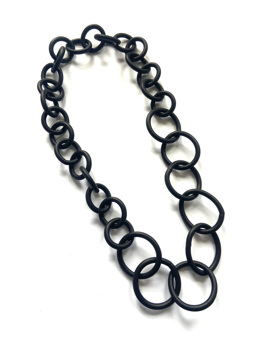 Black chunky rubber long necklace