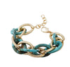 Teal and gold link bracelet