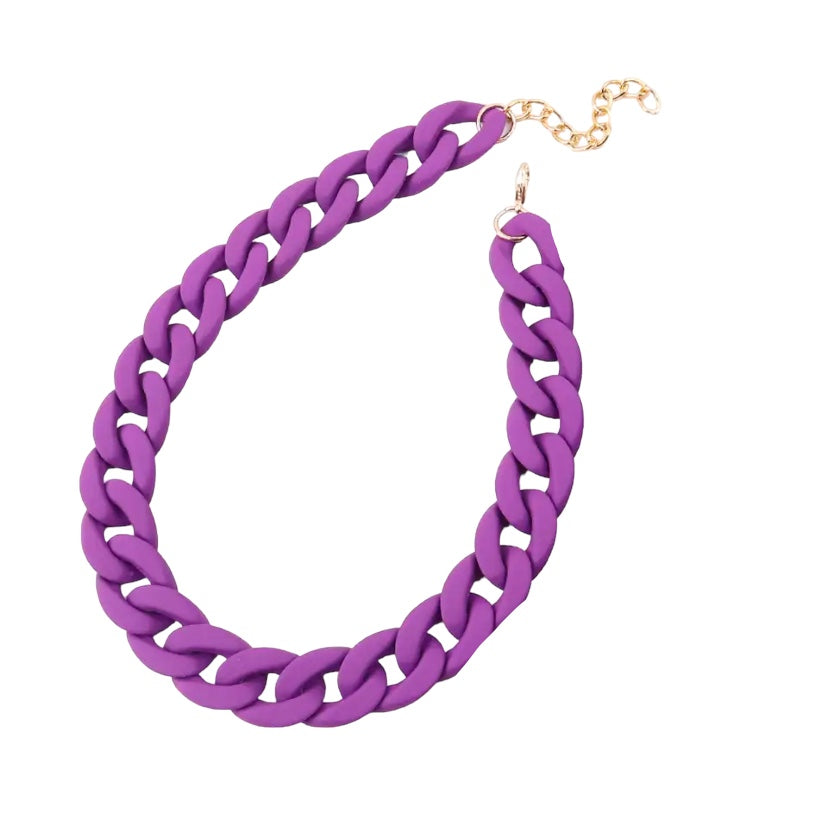 Plain purple chunky chain necklace