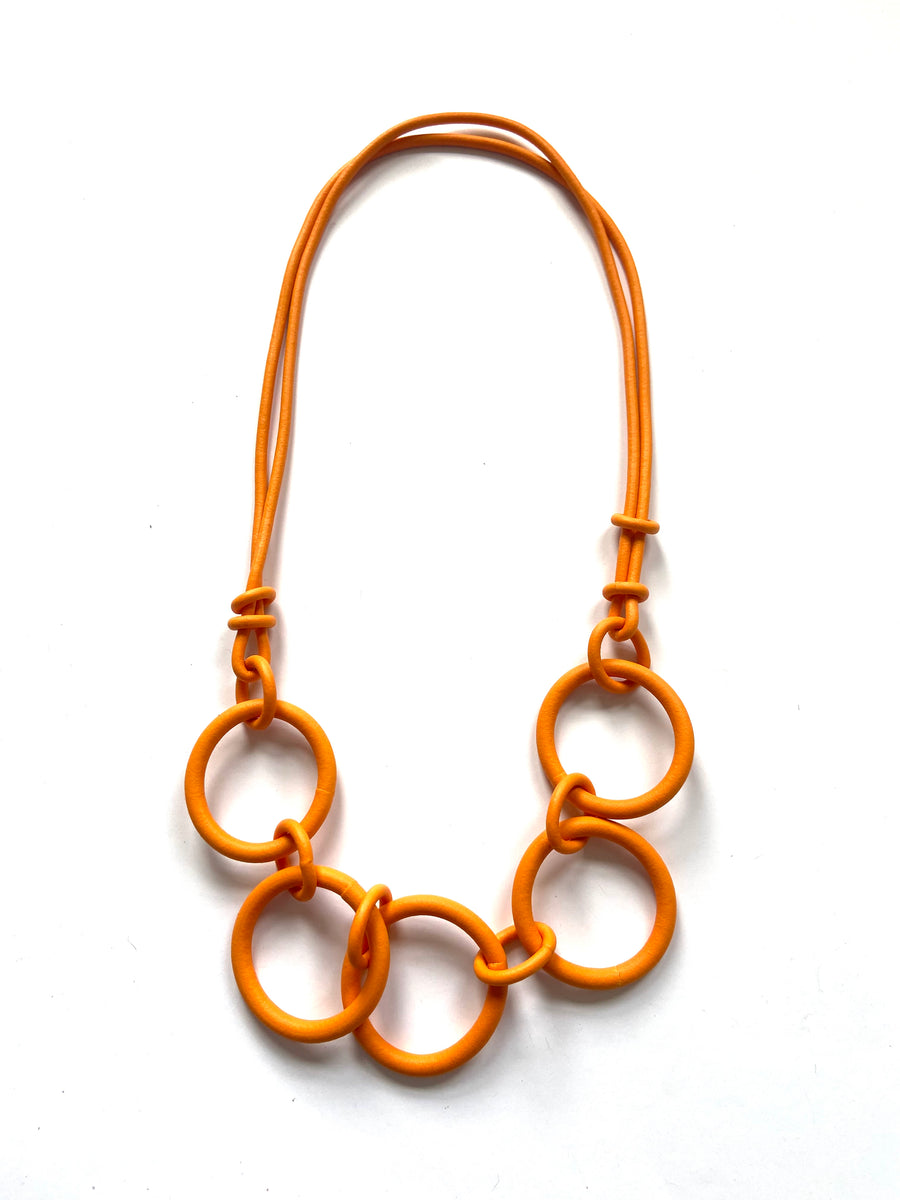 Orange chunky rubber short necklace