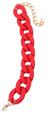 Plain matt red chunky chain bracelet