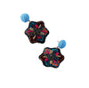 Blue stud beaded flower earrings