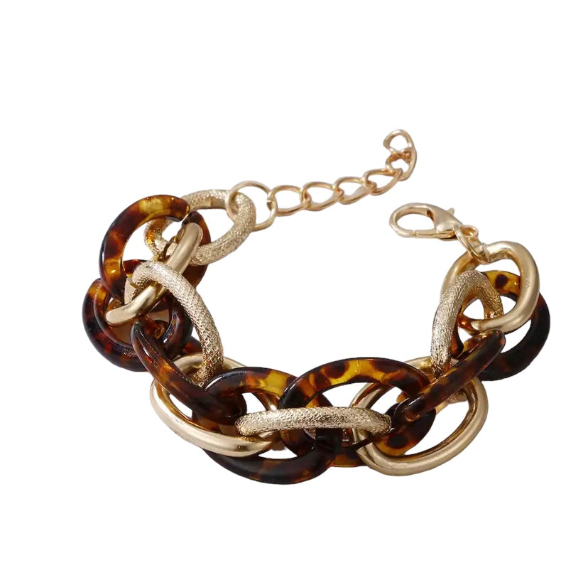 Turtoiseshell and gold link bracelet