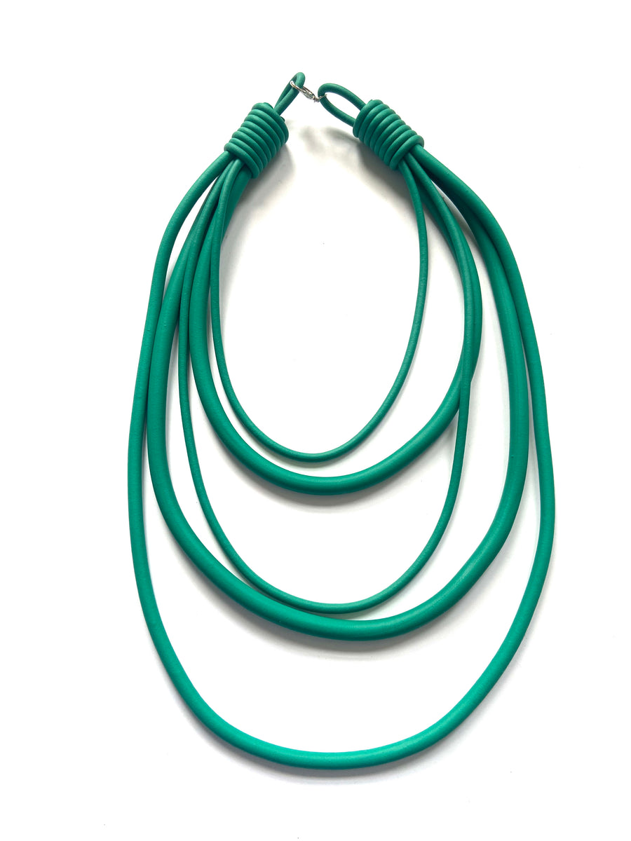 Green chunky rubber multi-strand necklace