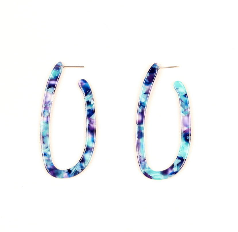 Blues long hoop earrings