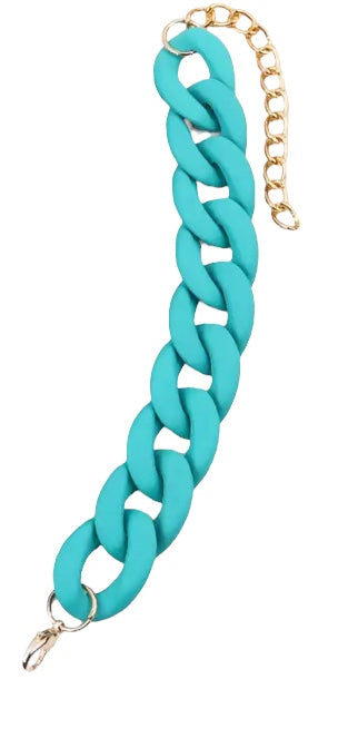 Plain teal green chunky chain bracelet