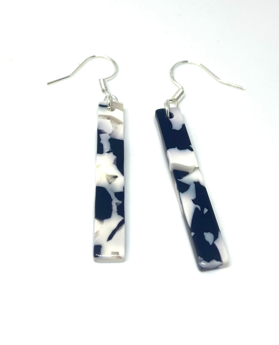 Black and white oblong acrylic earrings