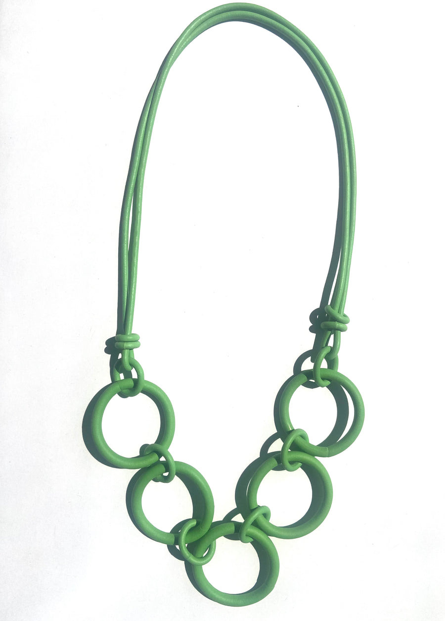 Green chunky rubber short necklace