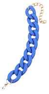 Plain matt cobalt blue chunky chain bracelet