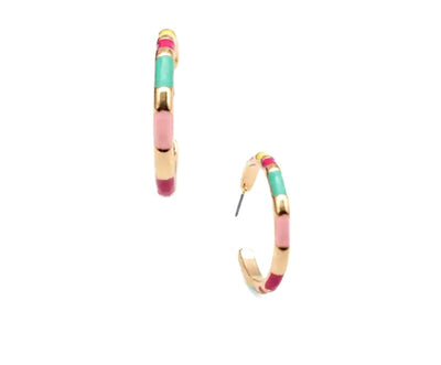 Multicoloured enamel gold hoop