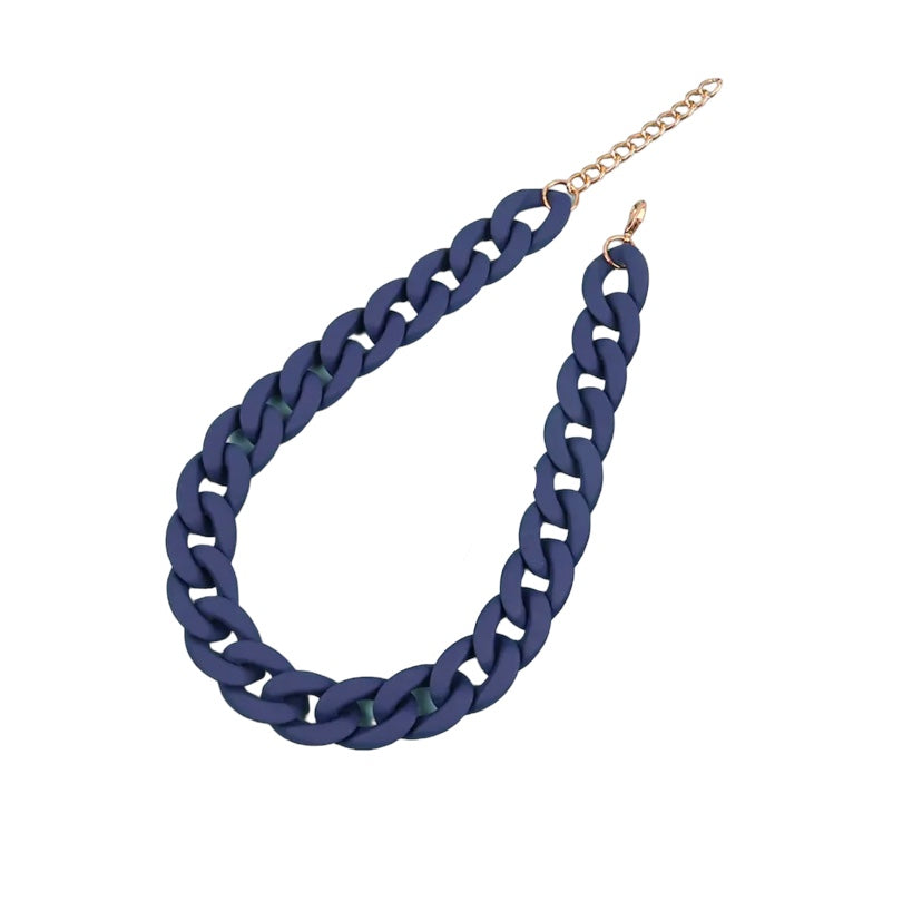 Plain navy blue chunky chain necklace