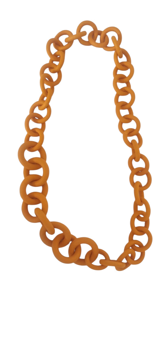Orange chunky rubber long necklace