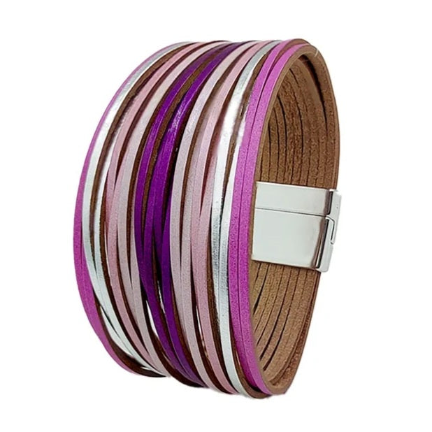 Pink and purple wide twisted bracelet