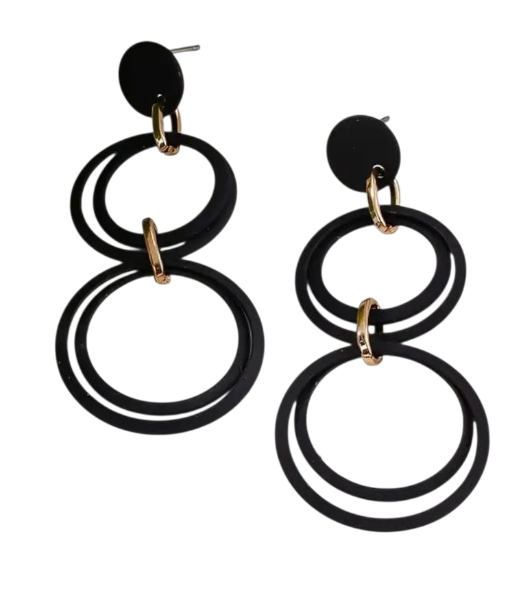 Long circles earrings -  Black