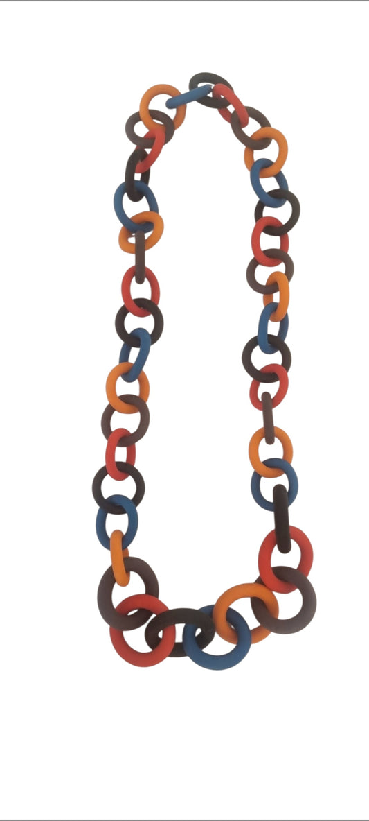 Multicoloured chunky rubber long necklace