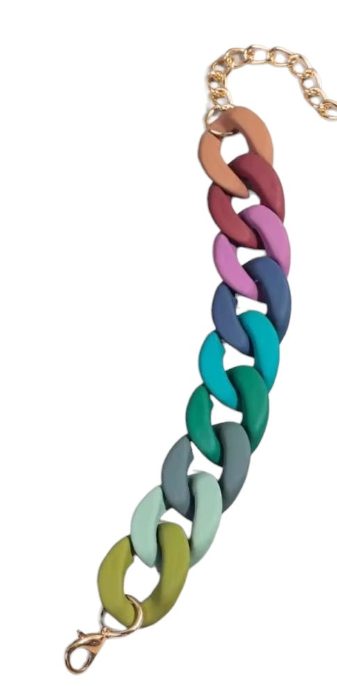 Plain matt dark multicoloured chunky chain bracelet