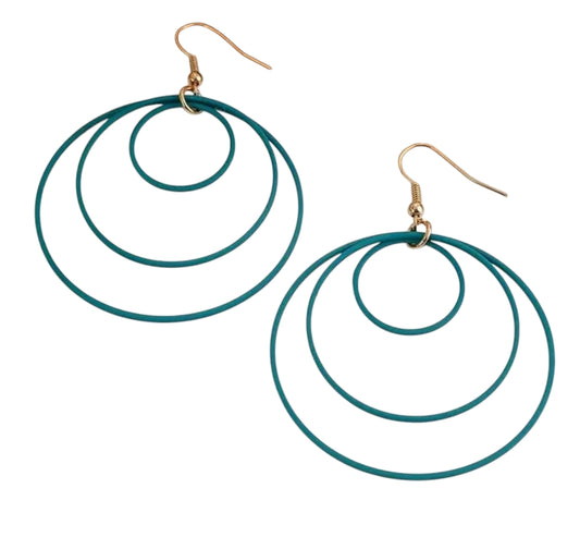 Circles in circles earrings -  Dark Green