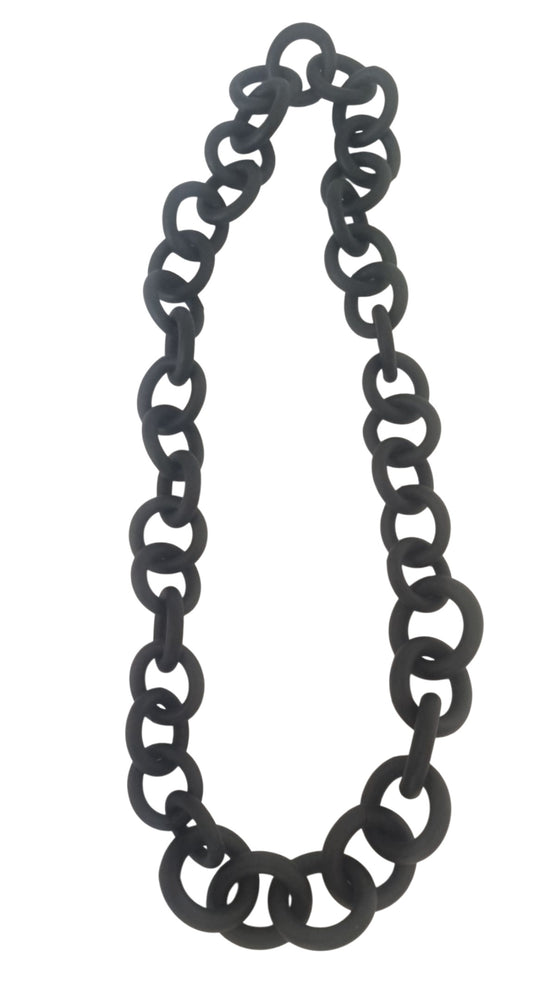 Black chunky rubber long necklace