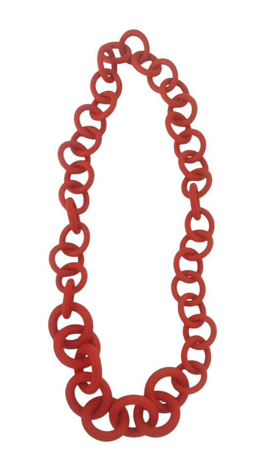 Red chunky rubber long necklace