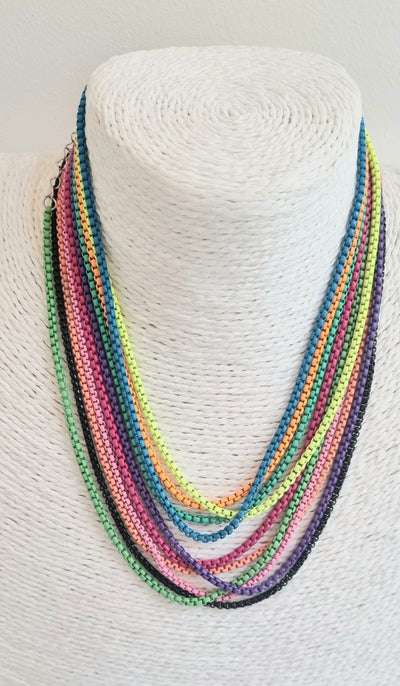 Neon yellow enamelled metal necklace
