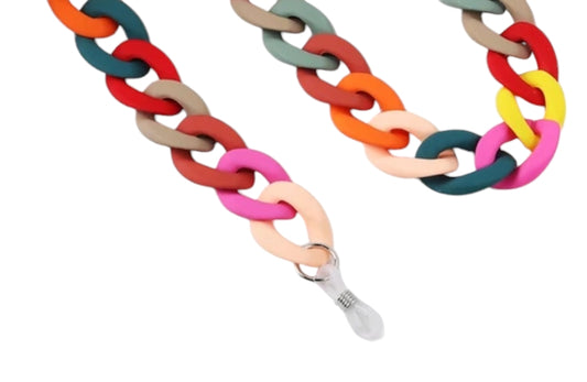 Bright multicoloured matt acrylic chain glasses chain