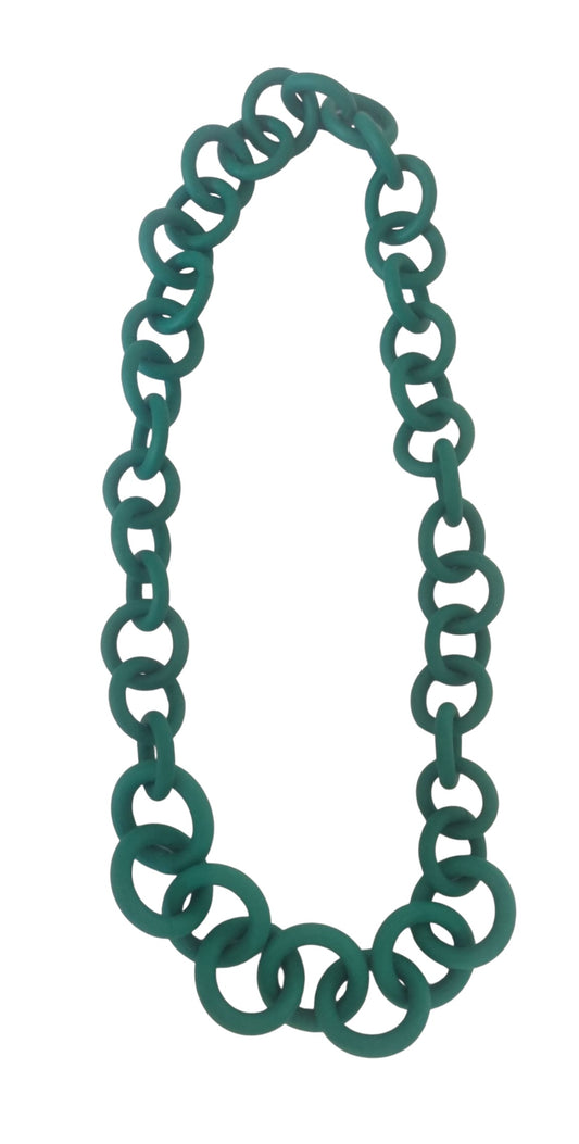 Dark green chunky rubber long necklace