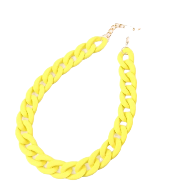 Plain bright yellow chunky chain necklace