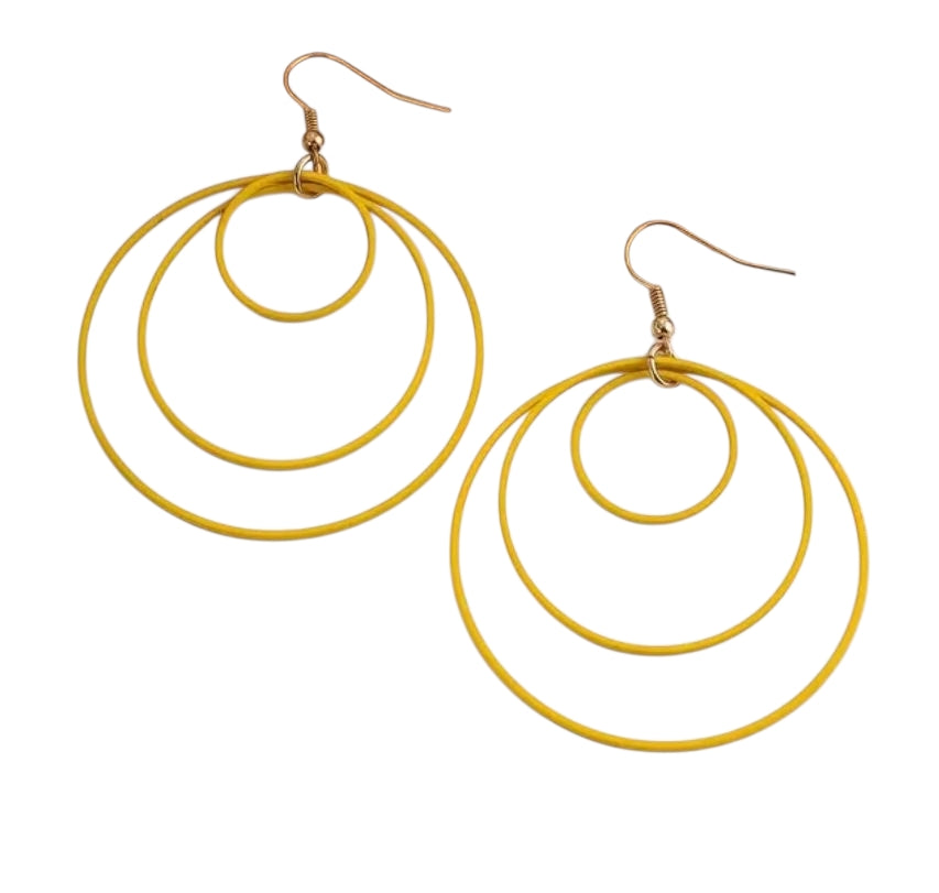 Circles in circles earrings -  Yellow