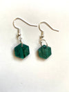 Green hex charm earrings