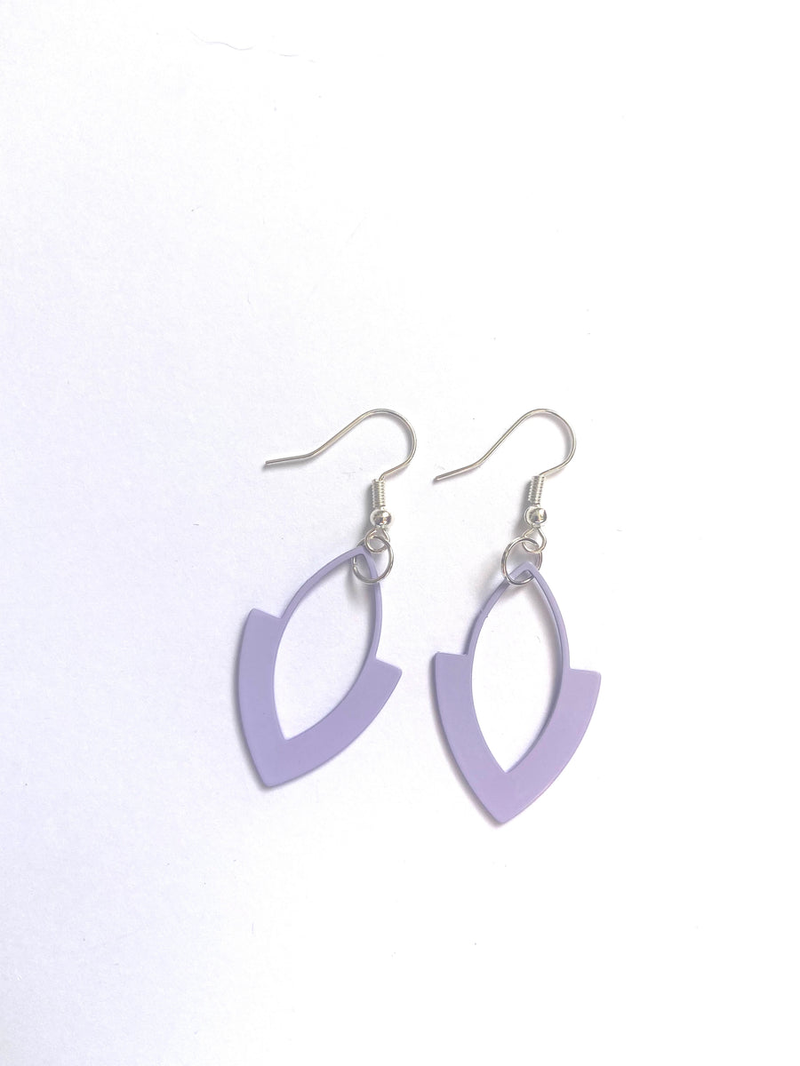 Purple painted stainless steel geometric shaped earrings