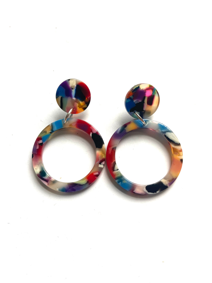 Double circle acrylic earrings (multicoloured)