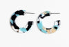 Black/white/teal thick small hoop acrylic earrings