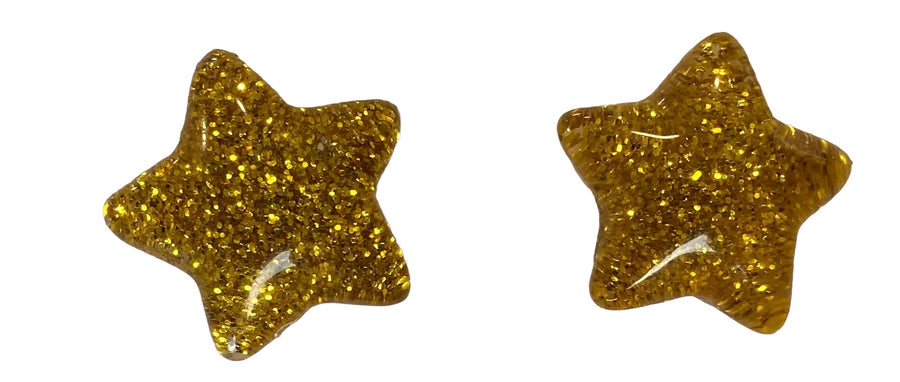 Gold glitter star studs