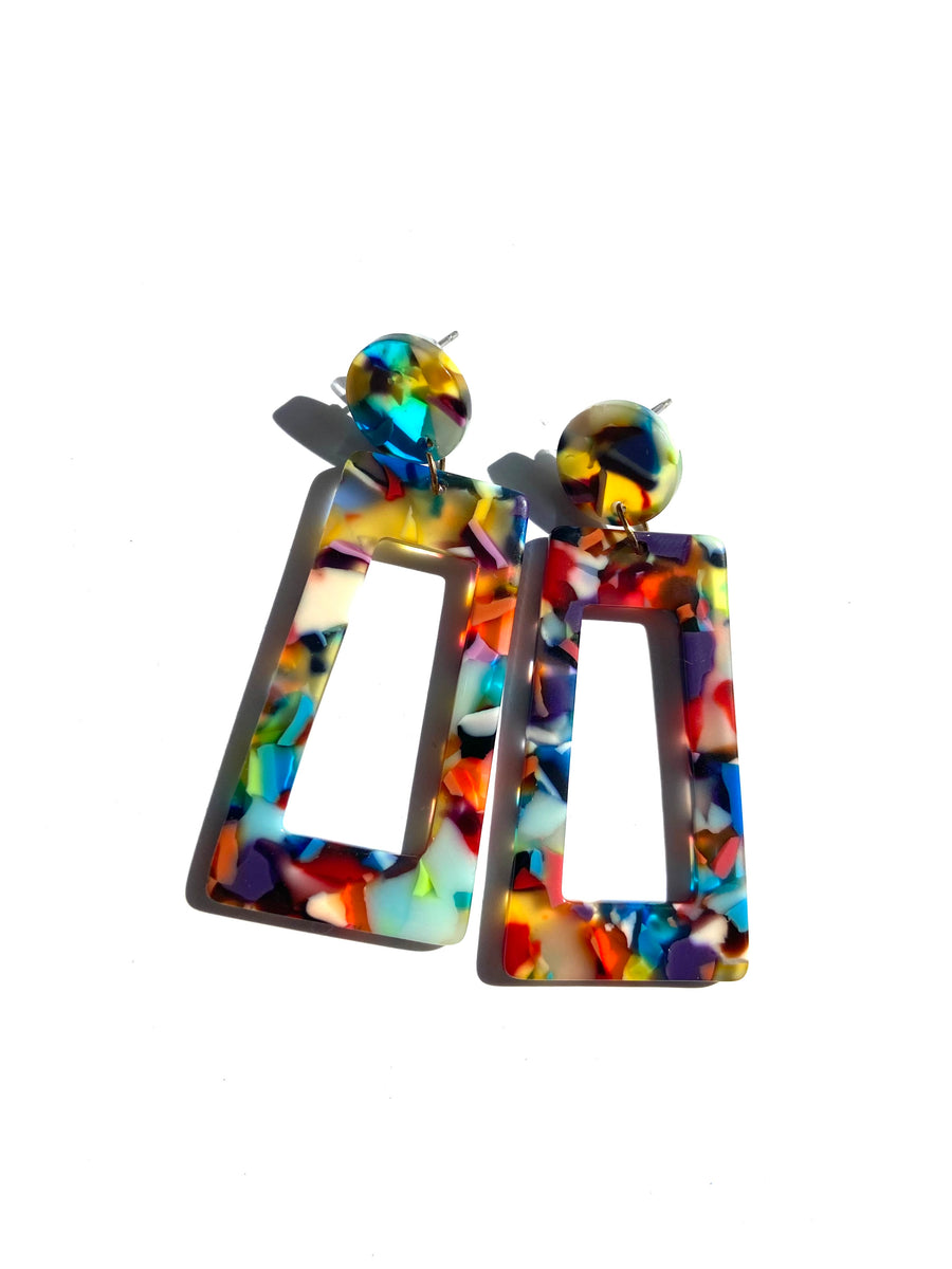 Multicoloured chunky acrylic earrings