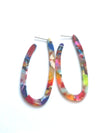 Multicoloured long hoop earrings